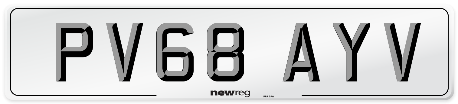PV68 AYV Number Plate from New Reg